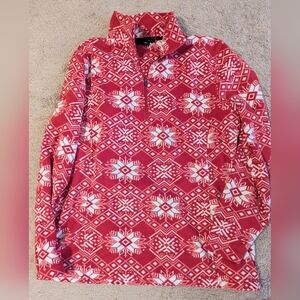 Lands' End Red and White Fleece Pullover